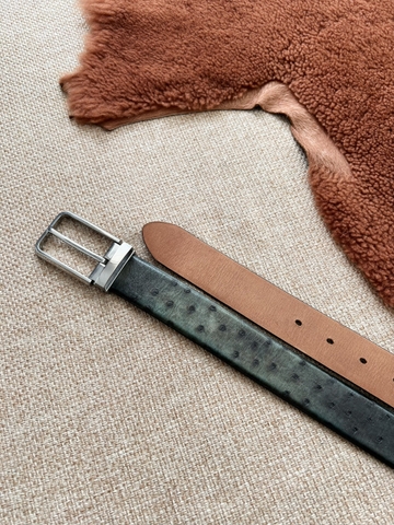 Dây nịt da Đà Điểu bản 3.5cm-Khoá kim kẹp- Thương Hiệu Gootik Fashion