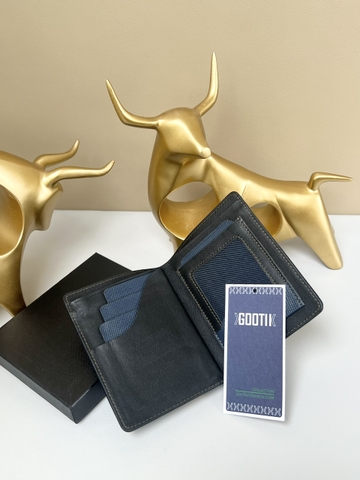 Bóp nam đứng màu xanh caro