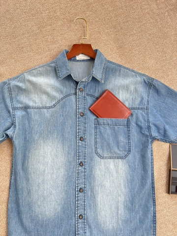 Áo sơ mi nam denim Gootik, tay ngắn form trẻ trung, chất vải thấm hút cao cấp