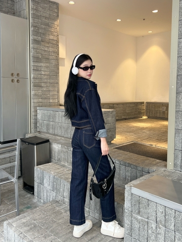 Set Navy Nữ Áo Khoác Croptop Và Quần Suông Ống Rộng Loe Nhẹ Cao Cấp - GOOTIKFASHION-M5