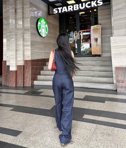 Áo Gile Nữ - Jeans Kẻ Sọc