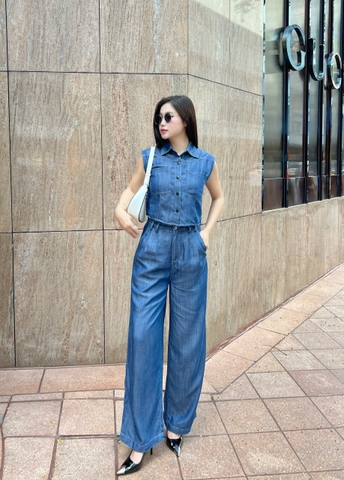 Quần Jeans Lụa Ống Rộng