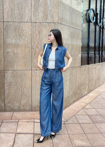Quần Jeans Lụa Ống Rộng
