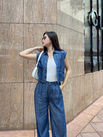 Quần Jeans Lụa Ống Rộng