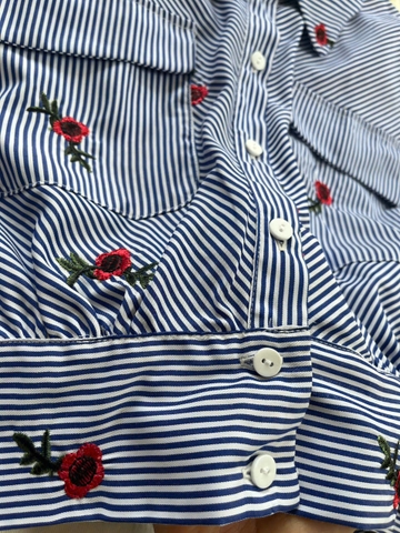 Áo Sơ Mi Nữ Tay Dơi Thêu Hoa Đặc Sắc