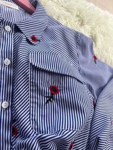 Áo Sơ Mi Nữ Tay Dơi Thêu Hoa Đặc Sắc