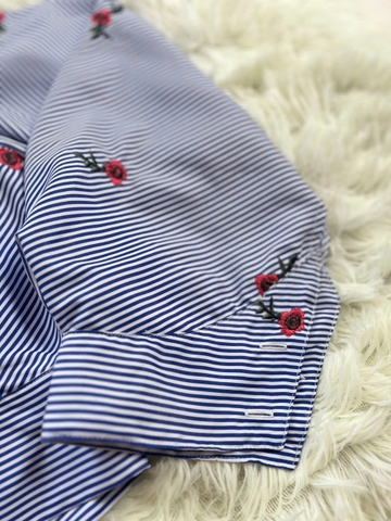 Áo Sơ Mi Nữ Tay Dơi Thêu Hoa Đặc Sắc