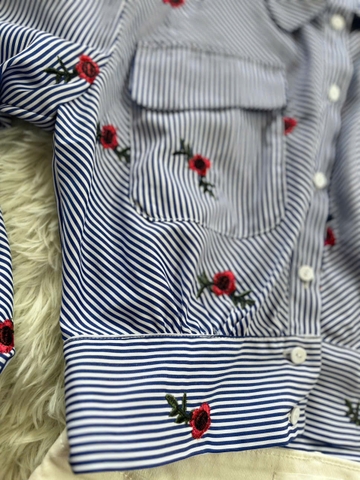 Áo Sơ Mi Nữ Tay Dơi Thêu Hoa Đặc Sắc