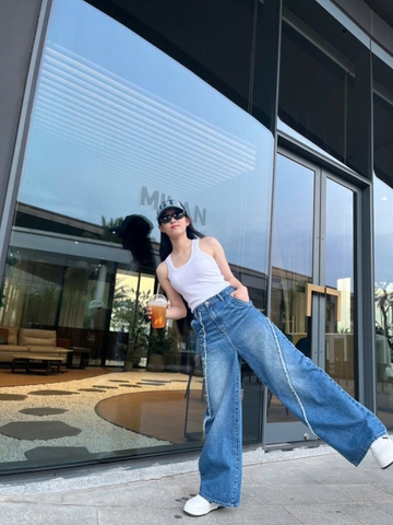 Quần Jeans Cao Cấp Ống Rộng Cách Điệu GOOTIK FASHION