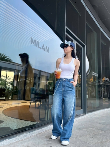 Quần Jeans Cao Cấp Ống Rộng Cách Điệu GOOTIK FASHION