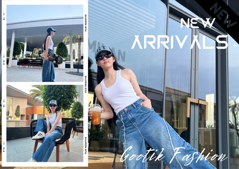 Quần Jeans Cao Cấp Ống Rộng Cách Điệu GOOTIK FASHION