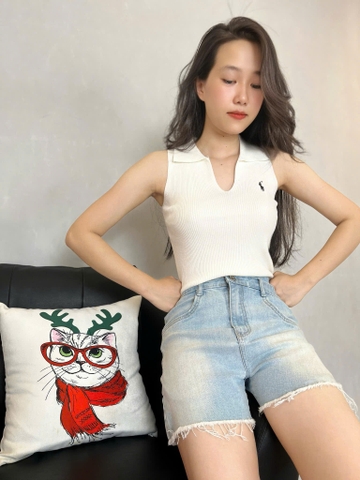 Quần Short Jeans Đắp Chéo Gootik Fashion - Chất Jeans Cotton co giãn thoải mái