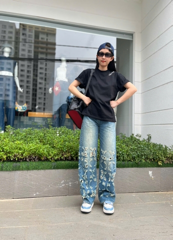 Quần Jeans Xước ống rộng 24cm Cao Cấp GOOTIK Fashion