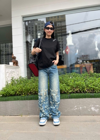 Quần Jeans Xước ống rộng 24cm Cao Cấp GOOTIK Fashion