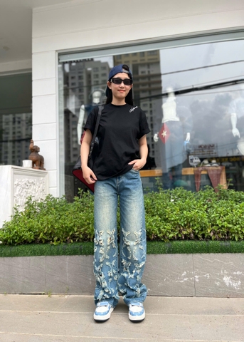 Quần Jeans Xước ống rộng 24cm Cao Cấp GOOTIK Fashion