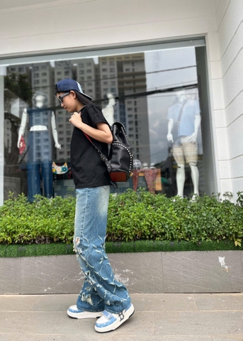 Quần Jeans Xước ống rộng 24cm Cao Cấp GOOTIK Fashion