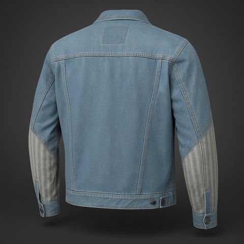 Áo Khoác Jeans Nam Form Regular - Tay Phối Kẻ Sọc Nam Tính AKW-013