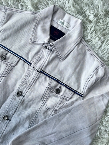 Áo Khoác Jeans Nam Phối Trắng Xám Cá Tính & Phong Cách-AKM-016