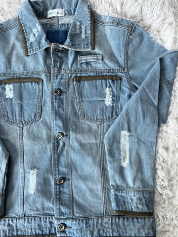 Áo Khoác Jeans Nam Màu Xanh Lợt Viền Xanh GOOTIK Fashion - AKM-018