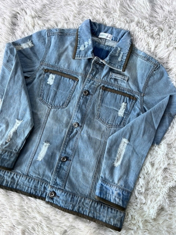 Áo Khoác Jeans Nam Màu Xanh Lợt Viền Xanh GOOTIK Fashion - AKM-018