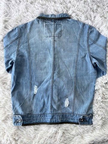 Áo Khoác Jeans Nam Màu Xanh Lợt Viền Xanh GOOTIK Fashion - AKM-018