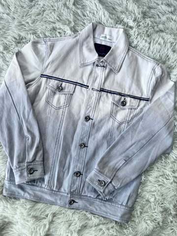 Áo Khoác Jeans Nam Phối Trắng Xám Cá Tính & Phong Cách-AKM-016