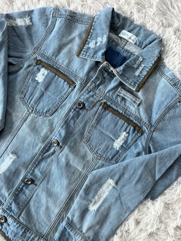 Áo Khoác Jeans Nam Màu Xanh Lợt Viền Xanh GOOTIK Fashion - AKM-018