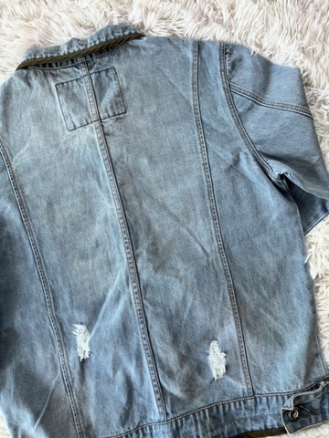 Áo Khoác Jeans Nam Màu Xanh Lợt Viền Xanh GOOTIK Fashion - AKM-018