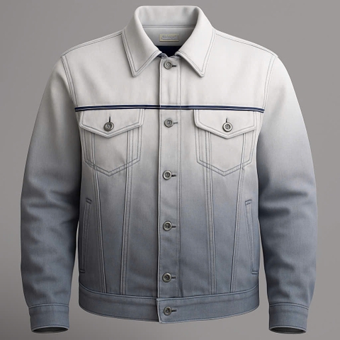 Áo Khoác Jeans Nam Phối Trắng Xám Cá Tính & Phong Cách-AKM-016