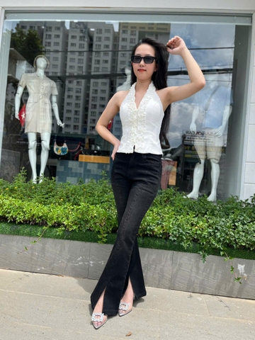 Áo Corset Cổ Yếm Trắng Kaki – Thanh Lịch & Quyến Rũ AW-029