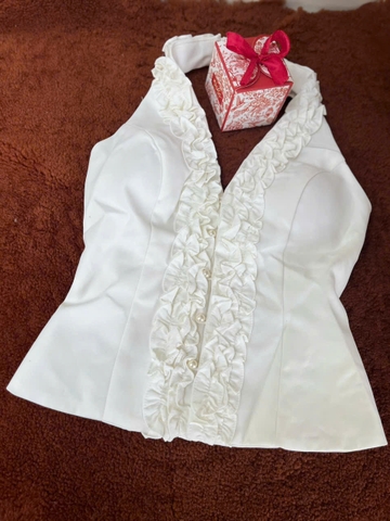 Áo Corset Cổ Yếm Trắng Kaki – Thanh Lịch & Quyến Rũ AW-029