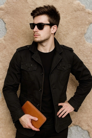 Áo Khoác Kaki Nam Màu Đen Nam Tính & Phong Cách GOOTIK Fashion - AKM-019