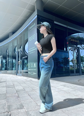 Quần Jeans nữ lưng cao loang màu cực chất - GOOTIKFASHION