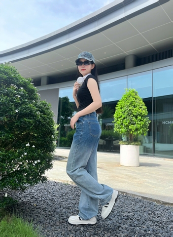 Quần Jeans nữ lưng cao loang màu cực chất - GOOTIKFASHION