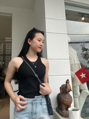 Áo Ba Lỗ cổ tròn chất thun tăm Hàn dày vừa phải, thoáng mát dễ phối đồ - Cá Tính & Dễ Thương - Màu Trắng/Đen