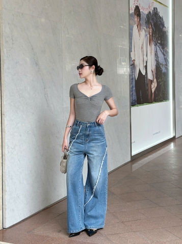 Quần Jeans Cao Cấp Ống Rộng Cách Điệu GOOTIK FASHION