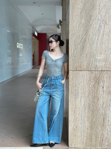 Quần Jeans Cao Cấp Ống Rộng Cách Điệu GOOTIK FASHION