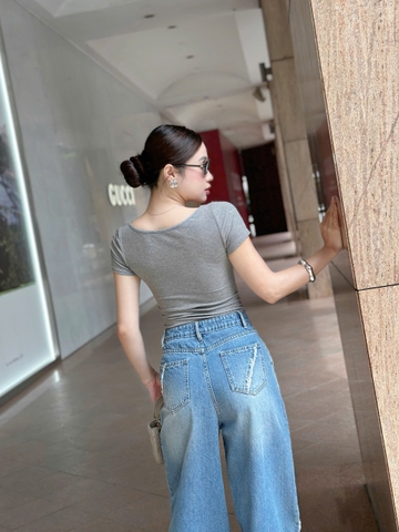 Quần Jeans Cao Cấp Ống Rộng Cách Điệu GOOTIK FASHION