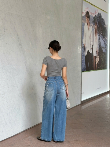 Quần Jeans Cao Cấp Ống Rộng Cách Điệu GOOTIK FASHION