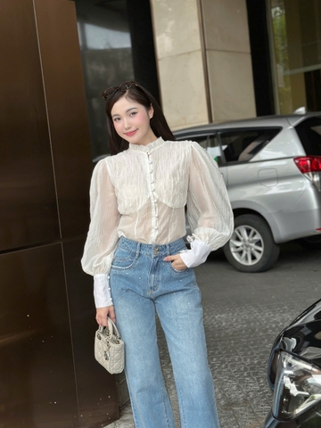 Quần Jeans đính đá cao cấp dáng suông ống rộng Hack dáng cực đỉnh thương hiệu GOOTIK Fashion