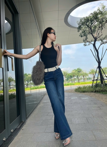 Quần Jeans Suông Ống Loe Hack Dáng, Sang Trọng Quý Phái - Gootik Fashion