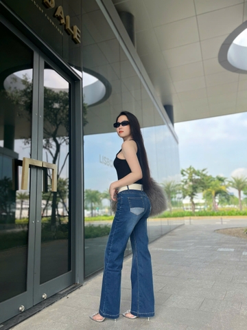 Quần Jeans Suông Ống Loe Hack Dáng, Sang Trọng Quý Phái - Gootik Fashion