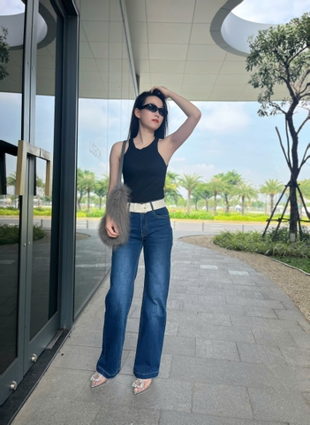 Quần Jeans Suông Ống Loe Hack Dáng, Sang Trọng Quý Phái - Gootik Fashion