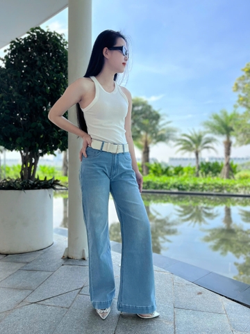 Quần Jeans Suông Ống Loe Hack Dáng, Sang Trọng Quý Phái - Gootik Fashion