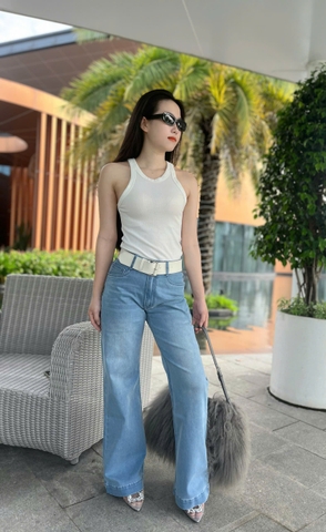 Quần Jeans Suông Ống Loe Hack Dáng, Sang Trọng Quý Phái - Gootik Fashion