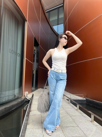 Quần Jeans Suông Ống Loe Hack Dáng, Sang Trọng Quý Phái - Gootik Fashion