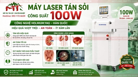 Máy tán sỏi laser 100w Hàn Quốc-giải pháp điều trị sỏi tiết niệu ít xâm lấn thế hệ mới