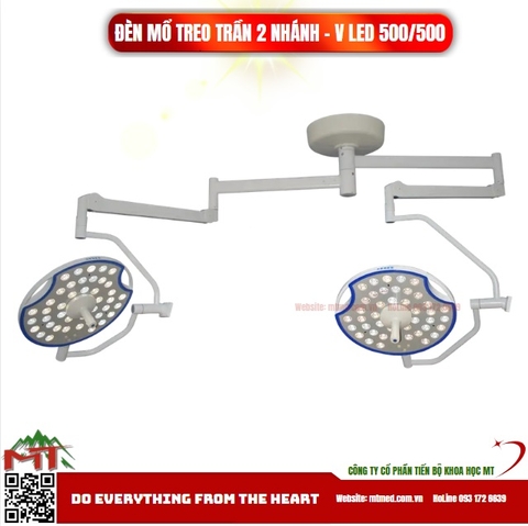 Đèn mổ treo trần 2 nhánh V LED 500/500