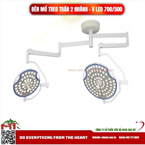 Đèn mổ treo trần 2 nhánh V LED 700/500
