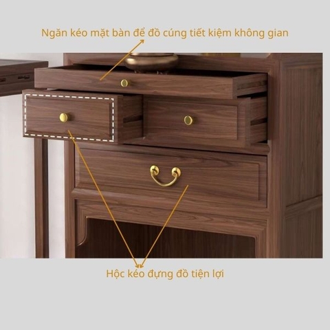 TT02 - Bàn Thờ Gỗ Sồi Tự Nhiên Thiết Kế Hiện Đại, Có Ngăn Bàn Kéo Và Hộc Tủ Để Đồ Tiện Lợi